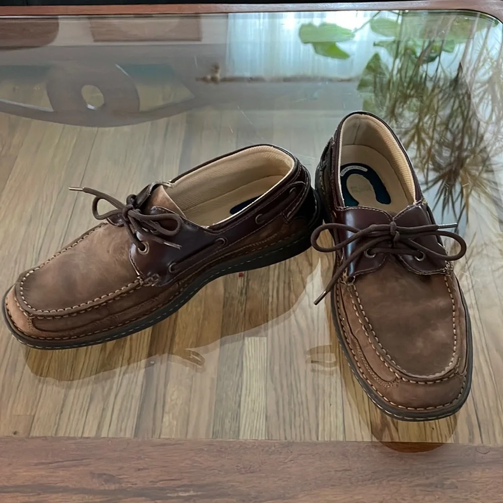 Nunn-Bush Brown Leather Comfort Gel Boat Shoes 10 1/2M.